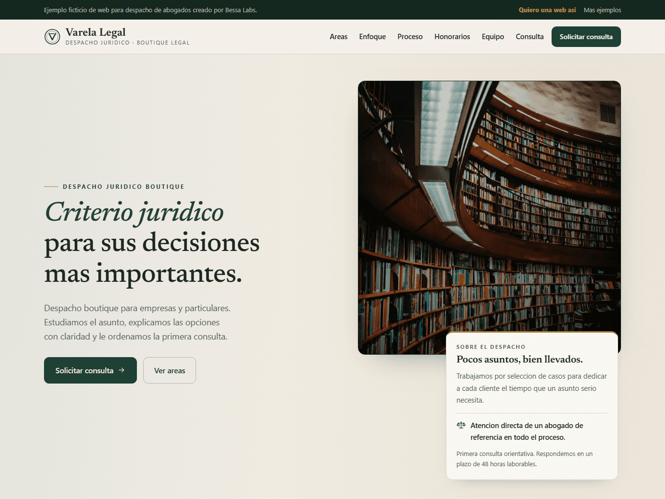 Captura de la web demo de Web para Abogados